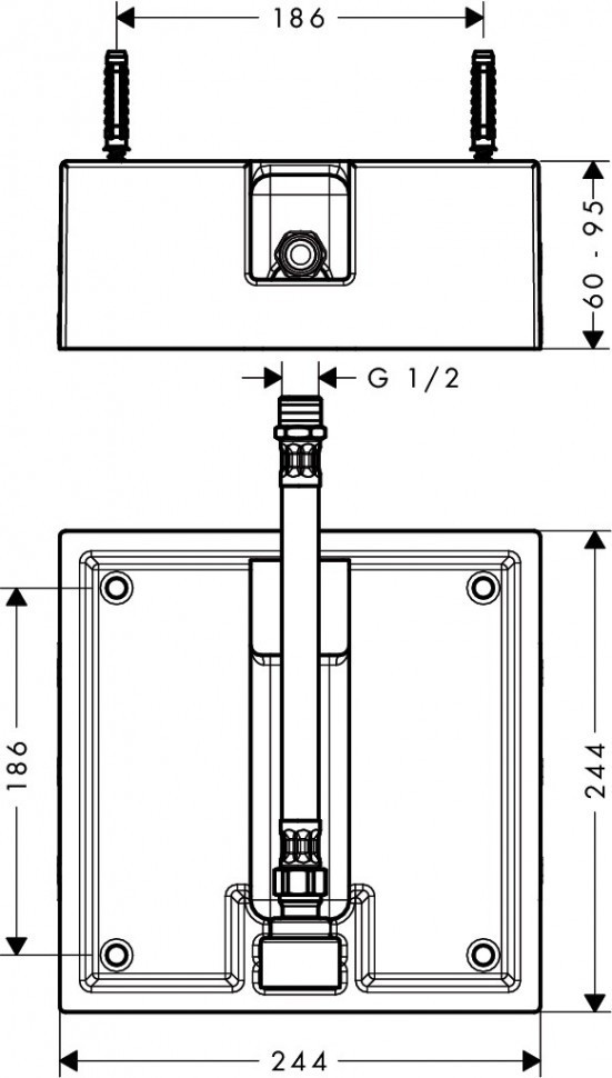 Скрытая часть для верхнего душа Hansgrohe Raindance 26471180