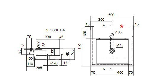 Раковина Scarabeo Square 8007A
