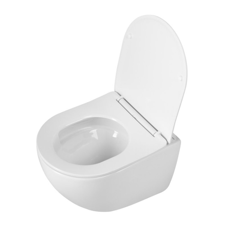 Унитаз подвесной безободковый со смывом Торнадо, с сиденьем дюропласт soft close Cezares BB051CH-TOR-FC/SC