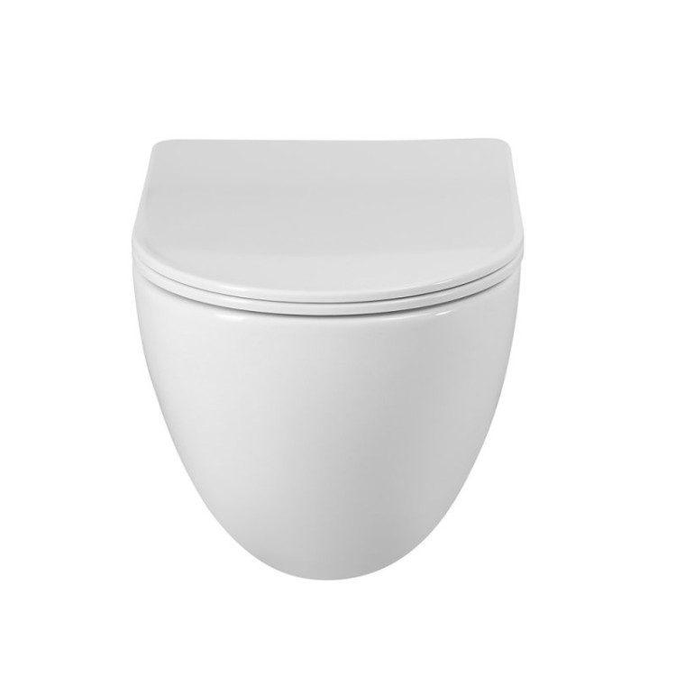 Унитаз подвесной безободковый со смывом Торнадо, с сиденьем дюропласт soft close Cezares BB051CH-TOR-FC/SC