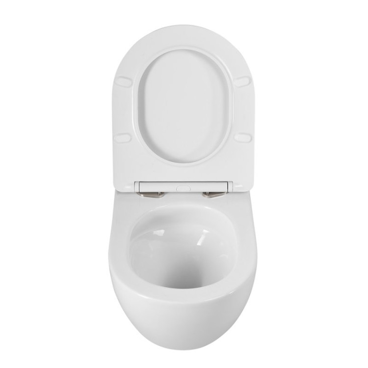 Унитаз подвесной безободковый со смывом Торнадо, с сиденьем дюропласт soft close Cezares BB051CH-TOR-FC/SC