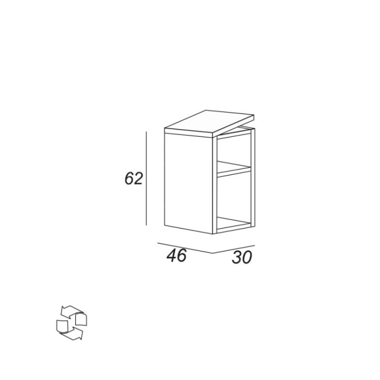 Шкаф подвесной с открытыми полками, 30x46x62 Cezares 55166