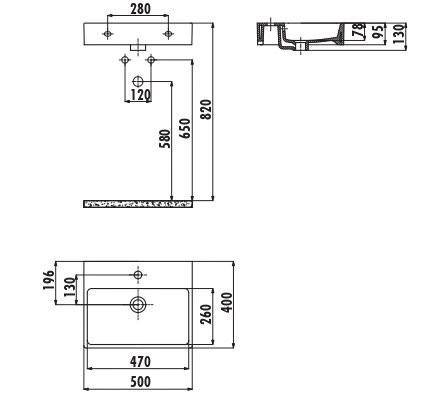 CREAVIT Раковина NX242-H меб. с креплен.(40*50 см)