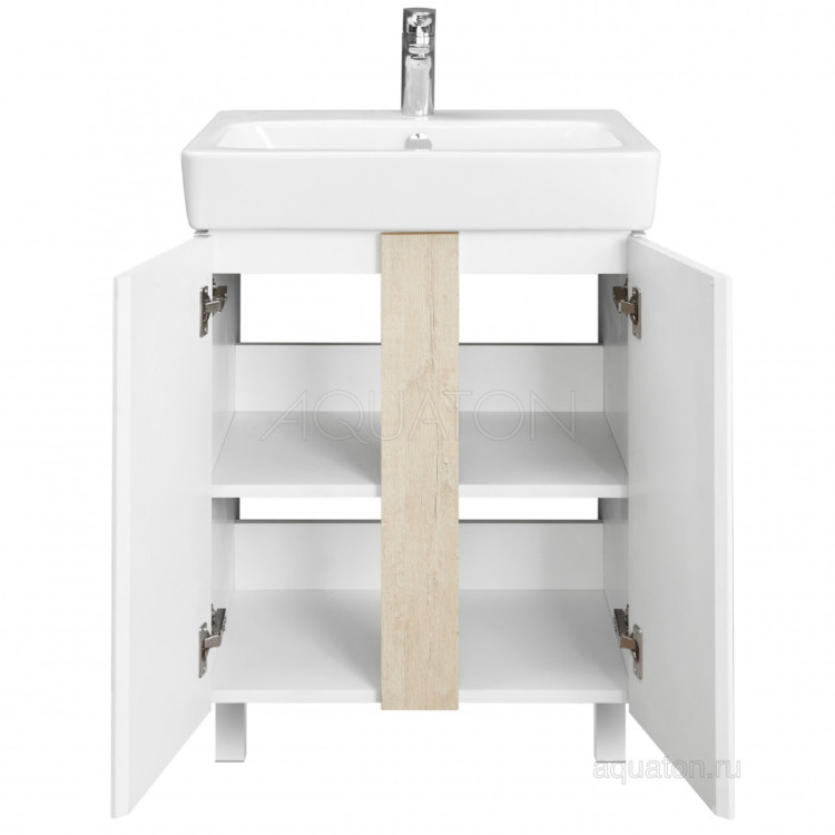 Тумба под раковину AQUATON Кантри 60 белый, дуб верона 1A257401AHB20