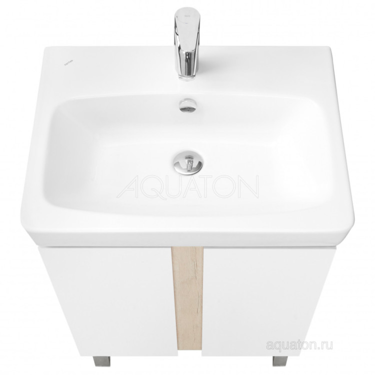 Тумба под раковину AQUATON Кантри 60 белый, дуб верона 1A257401AHB20