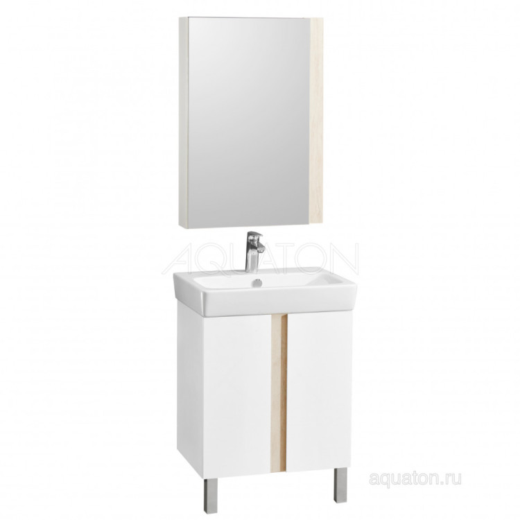 Тумба под раковину AQUATON Кантри 60 белый, дуб верона 1A257401AHB20