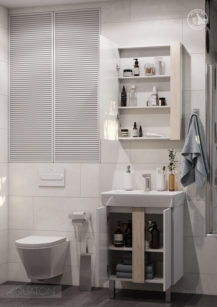 Тумба под раковину AQUATON Кантри 60 белый, дуб верона 1A257401AHB20