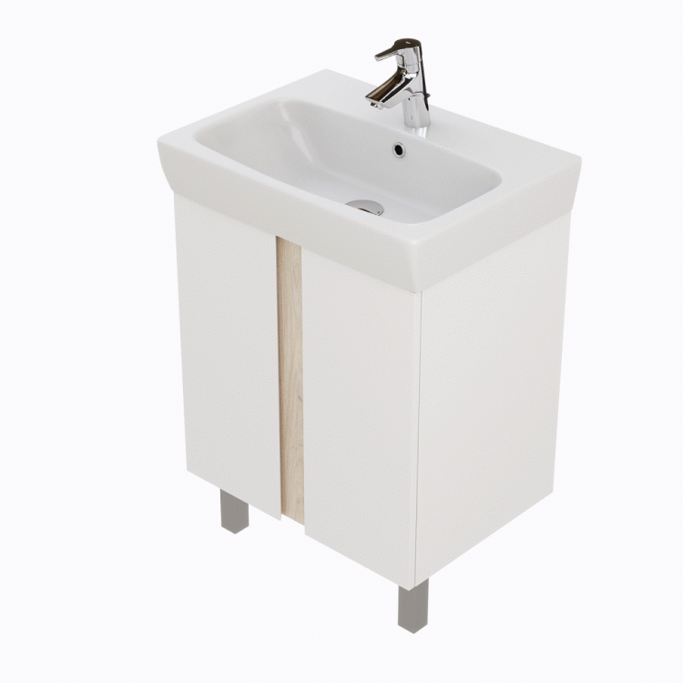 Тумба под раковину AQUATON Кантри 60 белый, дуб верона 1A257401AHB20
