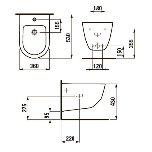 Биде Laufen Pro 8.3095.2 подвесное