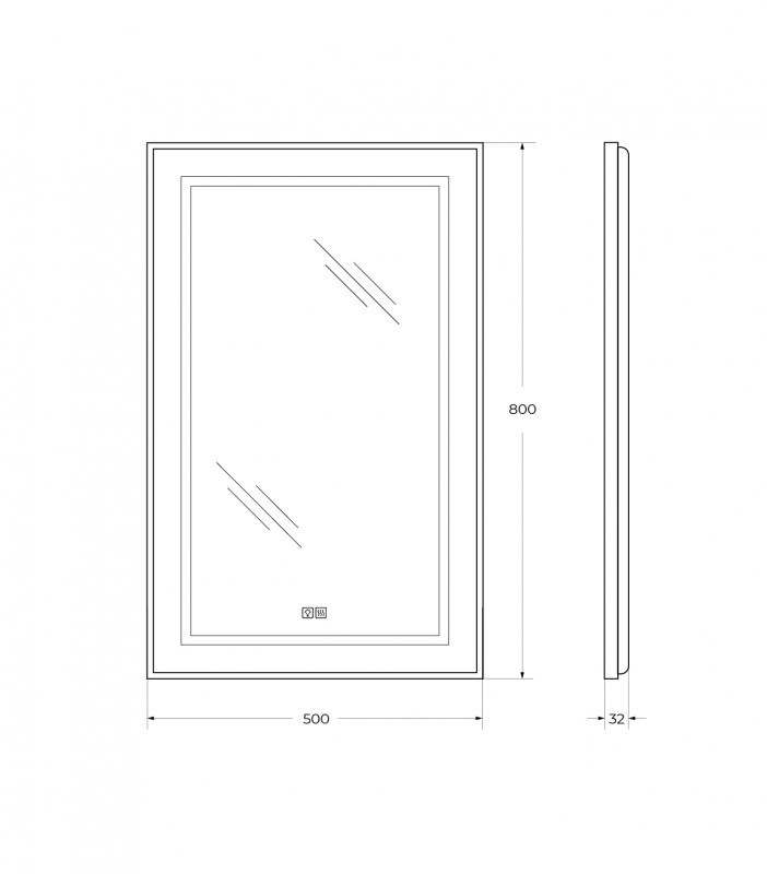 Зеркало в алюминиевой раме со встроенным светильником, сенсорным выключателем и подогревом BelBagno SPC-KRAFT-985-685-TCH-WARM