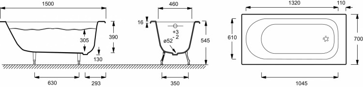 Ванна 150 х 70 см Jacob Delafon SOISSONS E2941-00