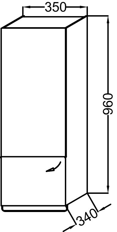 Подвесная полуколонна 35 см, шарниры слева Jacob Delafon ODEON UP EB893G-N14