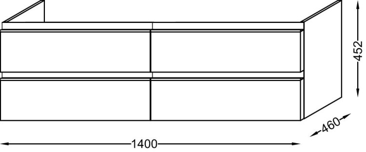 Мебель для раковины-столешницы 140 см, 4 выдвижных ящика, белый блестящий Jacob Delafon VOX EB2020-RA-G1C