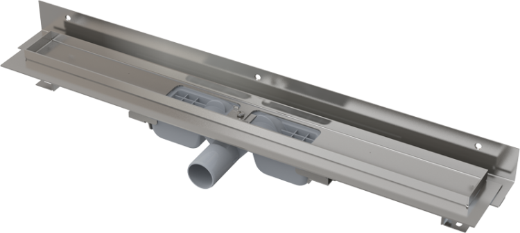 Водоотводящий желоб с порогами для перфорированной решетки и регулируемым воротником к стене Alcadrain APZ104 Flexible Low