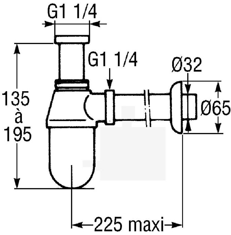 Латунный сифон для раковины с регулируемой высотой, горизонтальная подводка Jacob Delafon E78286-CP
