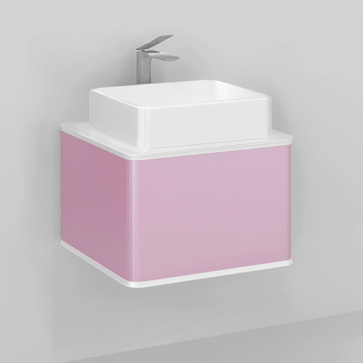 Тумба Pastel 58 подвесная, розовый иней