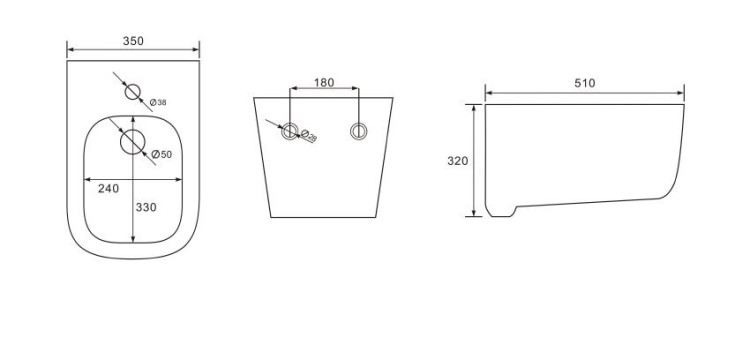Биде подвесное Aquatek ДИВА AQ1012-00, 510*350*320 мм, цвет белый