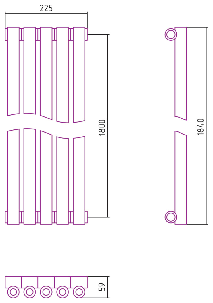 Отопительный радиатор Сунержа Эстет-0 1800х225 5 секций Матовое золото