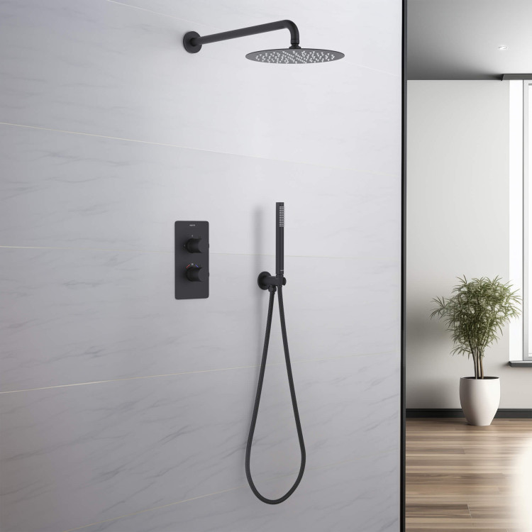 Set 3 в 1 душевой комплект Aquatek, матовый черный AQ1376MB ЕВРОПА