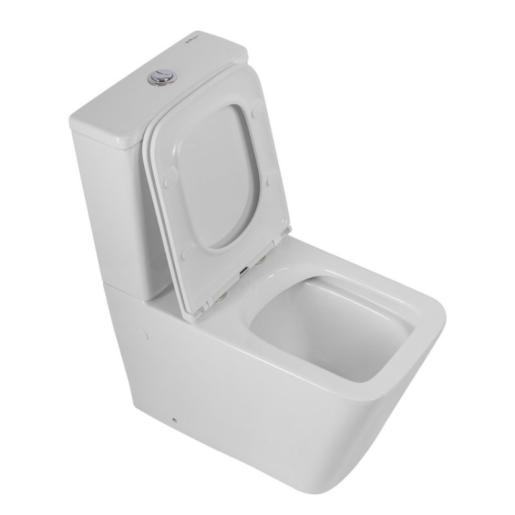 Чаша безободкового унитаза с сиденьем дюропласт soft close, P-trap Cezares BB02093CPR/SC