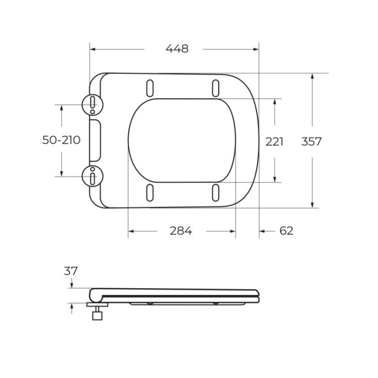 Чаша безободкового унитаза с сиденьем дюропласт soft close, P-trap Cezares BB02093CPR/SC