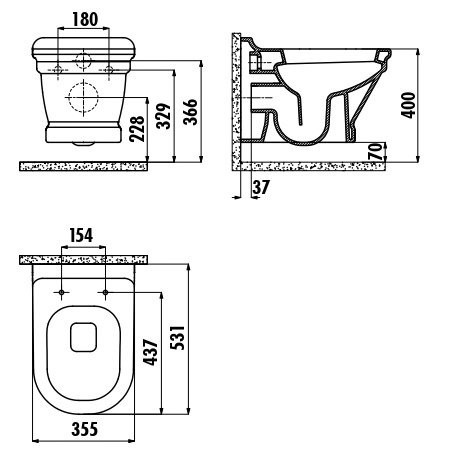 CREAVIT ANTIK Унитаз подвесной АНТРАЦИТ