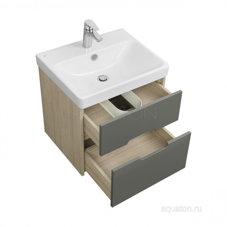 Тумба под раковину AQUATON Оливия 55 грей, дуб ойстер 1A254201OLUG0