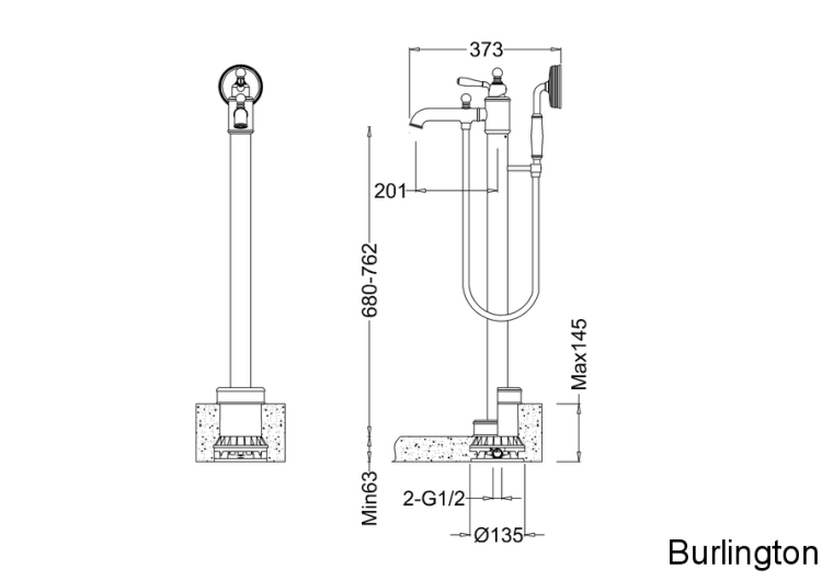 Смеситель для ванны напольный, хром [ARC20 CHR]