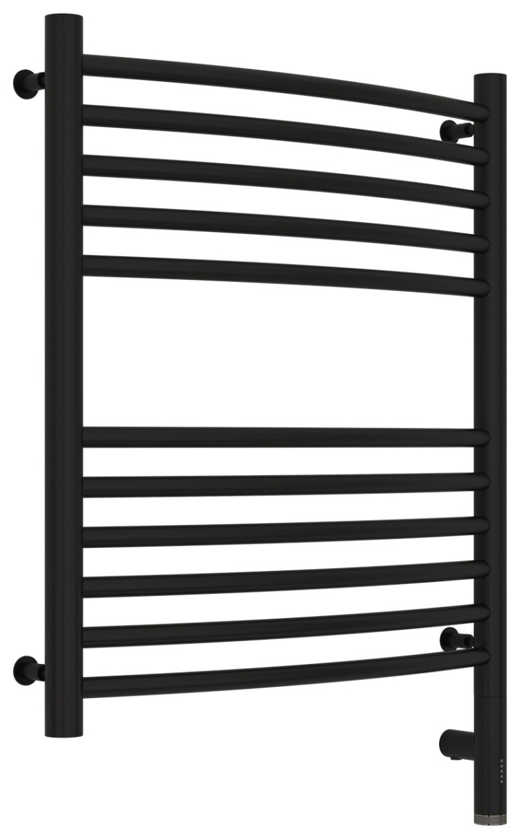 Полотенцесушитель электрический Сунержа Богема 3.0 выгнутая 600х500 МЭМ правый Матовый чёрный
