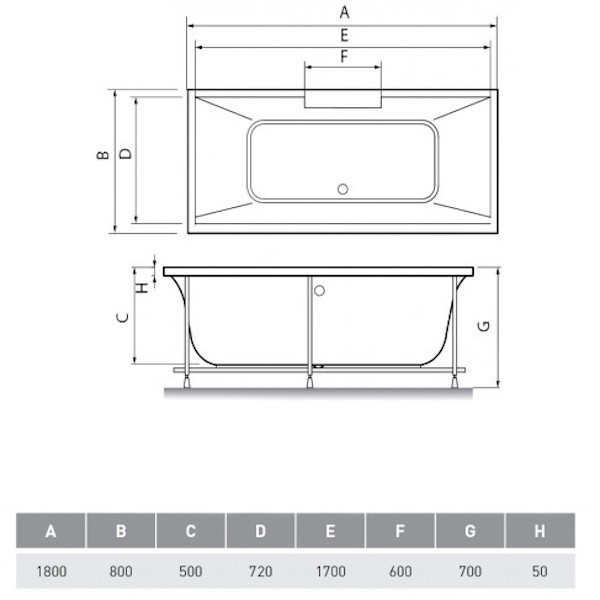 Акриловая ванна Relisan Eco Plus Дунай 180х80