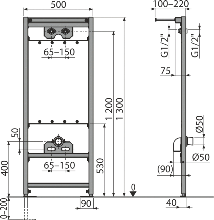 Mонтажная рама для мойки и смесителя Alcadrain A108/1300