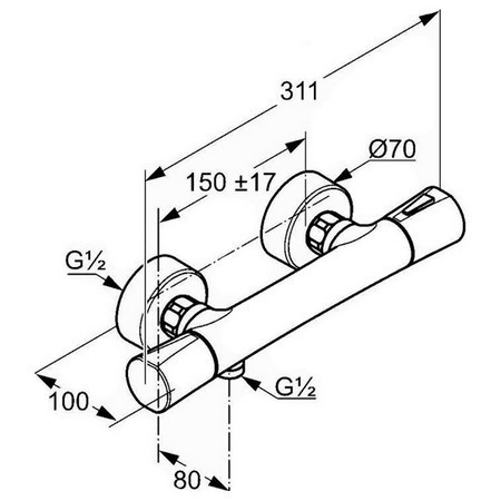 Смеситель для душа Kludi Zenta 35100 с термостатом