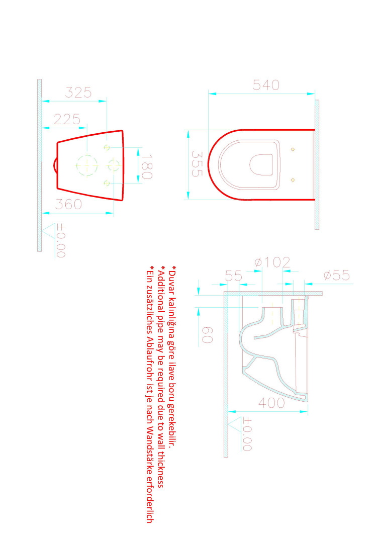 Подвесной Безободковый унитаз Sanibelle