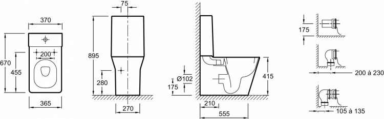 Унитаз «vario», устанавливаемый вплотную к стене Jacob Delafon REVE 5033K-00