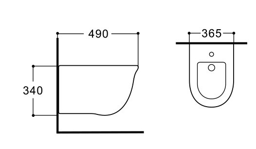 Биде подвесное Aquatek КЛАССИК AQ1161-00, 490*365*340 мм, цвет белый
