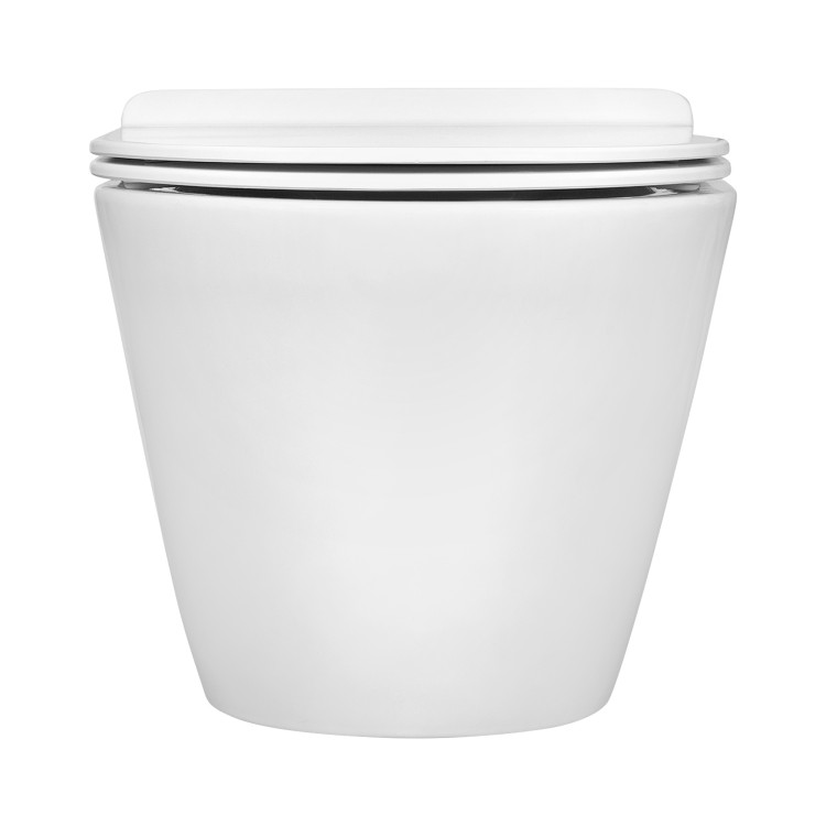 Унитаз подвесной безободковый Aquatek АЛЬФА 520 x 370 x 330 мм, тонкое сиденье с механизмом плавного закрывания