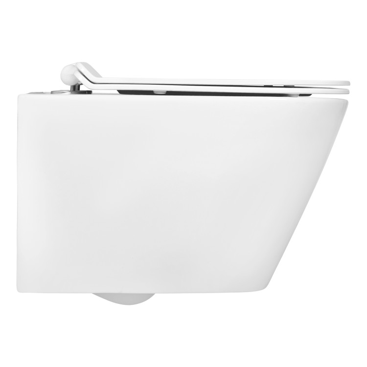 Унитаз подвесной безободковый Aquatek АЛЬФА 520 x 370 x 330 мм, тонкое сиденье с механизмом плавного закрывания