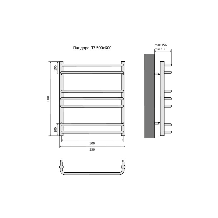 Полотенцесушитель водяной Aquatek Пандора AQ RRС0760CH