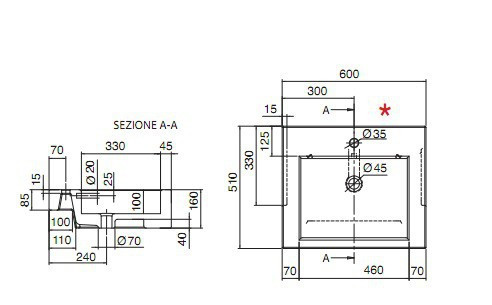 Раковина Scarabeo Square 8007D