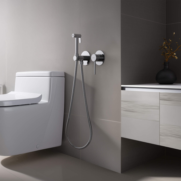 Комплект для гигиенического душа встроенный 2 отв. (смеситель + гигиеническая лейка + шланг) Aquatek AQ1319CR ЕВРОПА