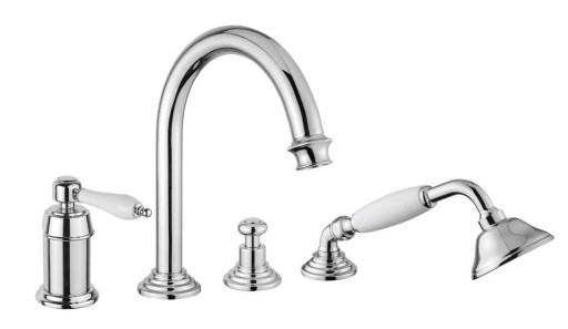 Смеситель на борт ванны однорычажный с выдвижным душем и переключателем Cezares APHRODITE-BVDM-02-Bi