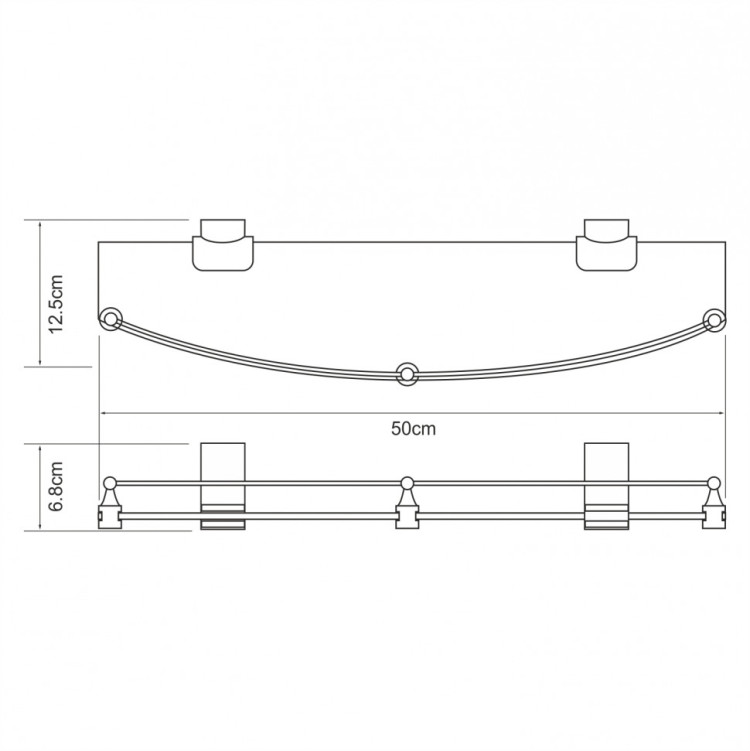 WasserKRAFT Leine K-5044WHITE (ранее К-5024WHITE) Полка стеклянная с бортиком