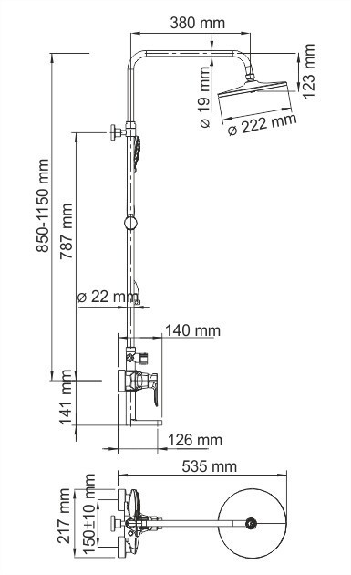 WasserKRAFT A16601 Душевой комплект со смесителем