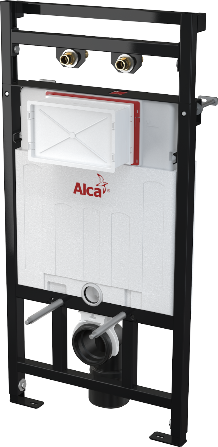 Монтажная рама с бачком для видуара и смесителя, со стоковым коленом DN90/110 Alcadrain A108F/1100