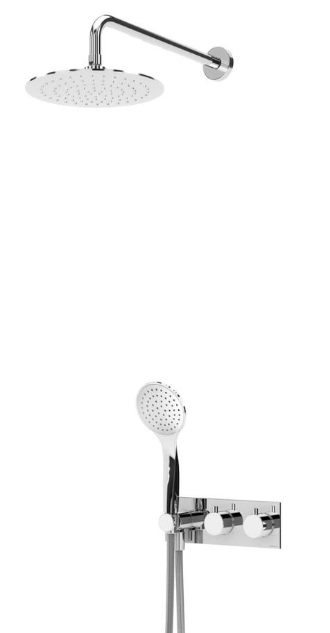 Душевая система встраиваемого монтажа с термостатическим смесителем с верхним и ручным душем, верхний душ из ABS диаметр 230 мм Cezares CZR-B-VDIM-T-BIO