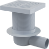 Сливной трап 150×150/50 мм боковой сток, решетка серая, гидрозатвор мокрый Alcadrain APV5211