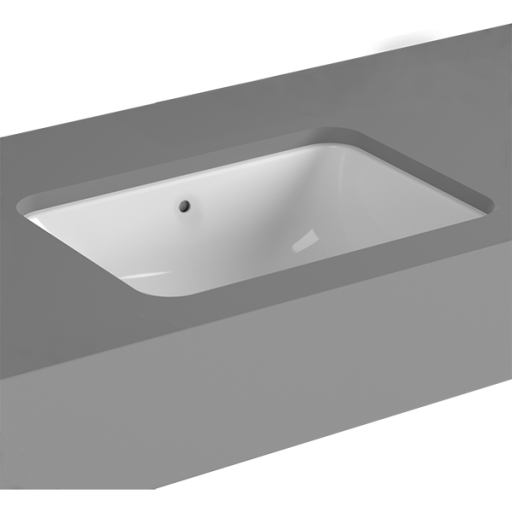 Раковина S20, встраиваемая снизу, прямоугольная 50 cм, c переливом, цвет белый