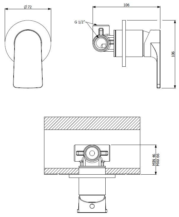 Встраиваемый смеситель для душа Cezares LAGOS-DIM-NOP