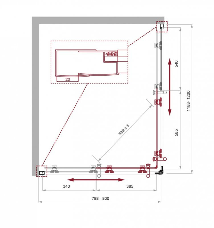 Душевой уголок BELBAGNO UNO-195-AH-2 BelBagno UNO-195-AH-2-120/90-P-Cr