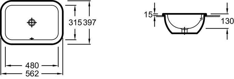 Встраиваемая раковина 56,2 х 39,7 см с переливным отверстием Jacob Delafon VOXEYB102-00
